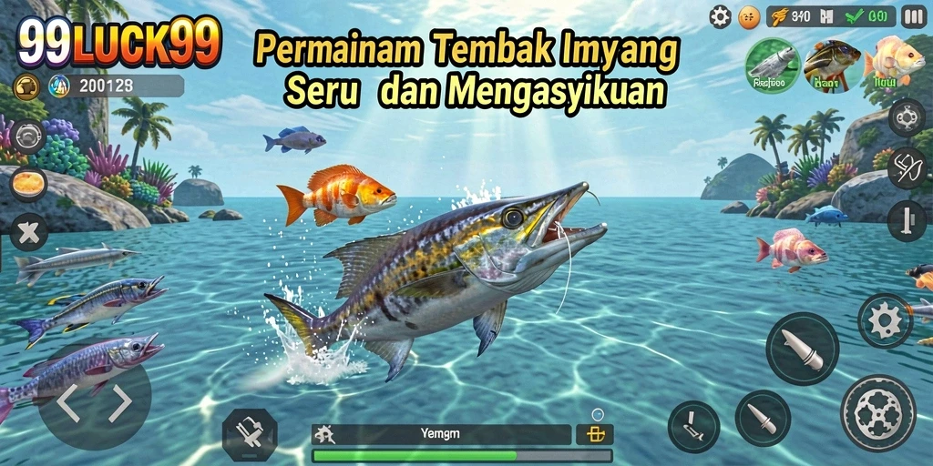 Screenshot gameplay 99LUCK99 menampilkan aksi seru dalam menangkap ikan.