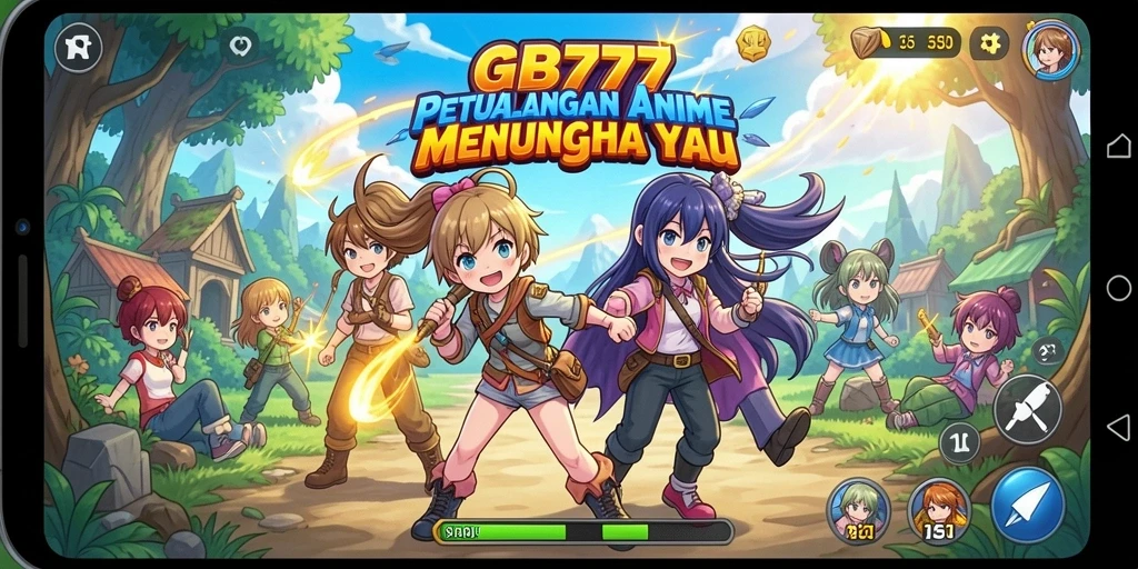 Screenshot gameplay GB777 menampilkan pertarungan seru dengan karakter anime.