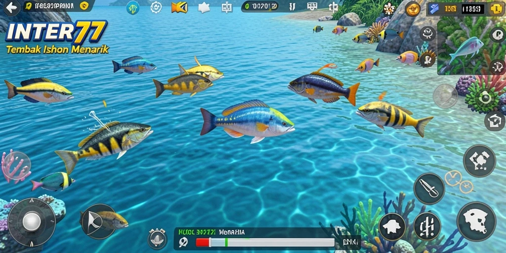 Tampilan gameplay seru di INTER77 saat menangkap ikan.
