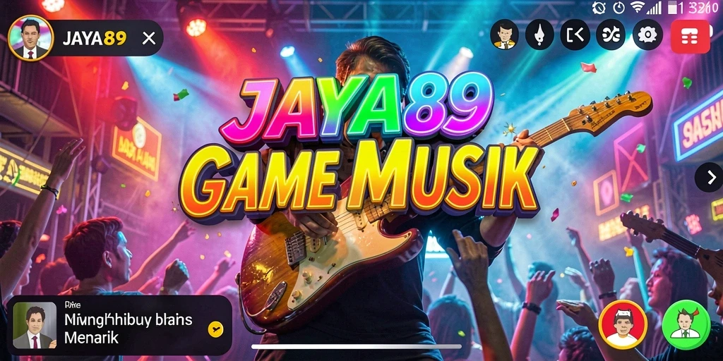 Tampilan gameplay menampilkan pengguna memainkan alat musik dengan antarmuka yang menarik.