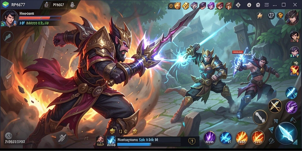 Tampilan utama dari gameplay MOBA yang menegangkan dalam RP6677.